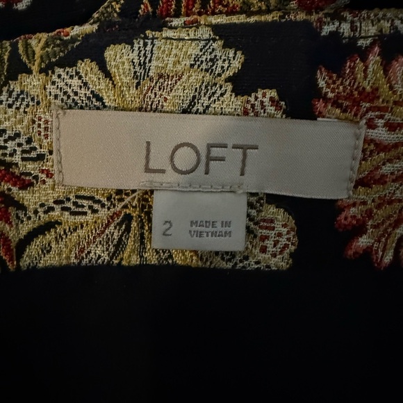 Loft Floral Tapestry Mini Skirt Embroidered Lined Zip Women's Black Colorful S-2 - Picture 3 of 4